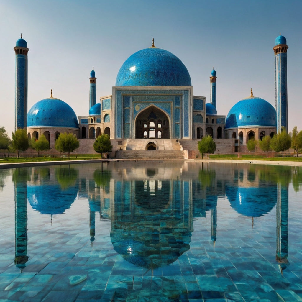 Sapphire Domes of Eternity – Turquoise Mosque Aerial Masterpiece