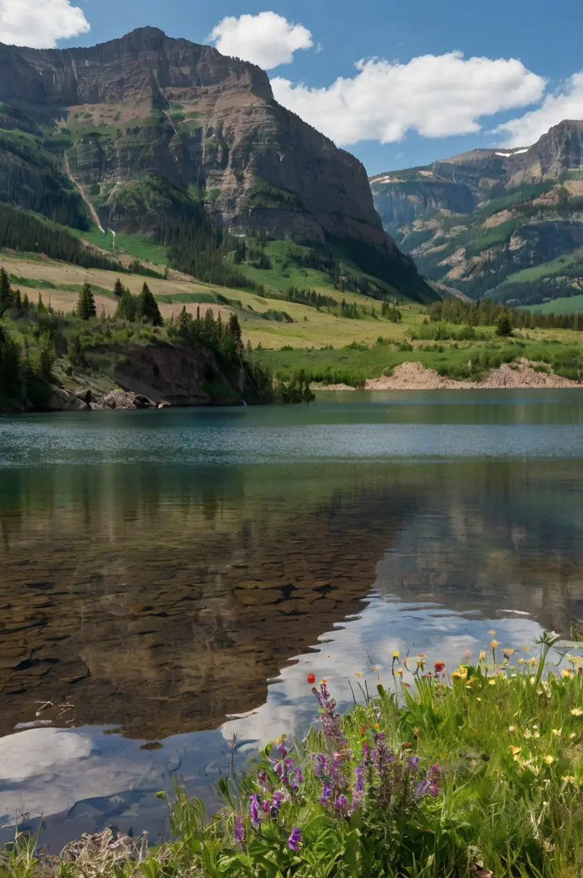 Serene Mountain Lake Poster - Vibrant Landscape Decor My Store