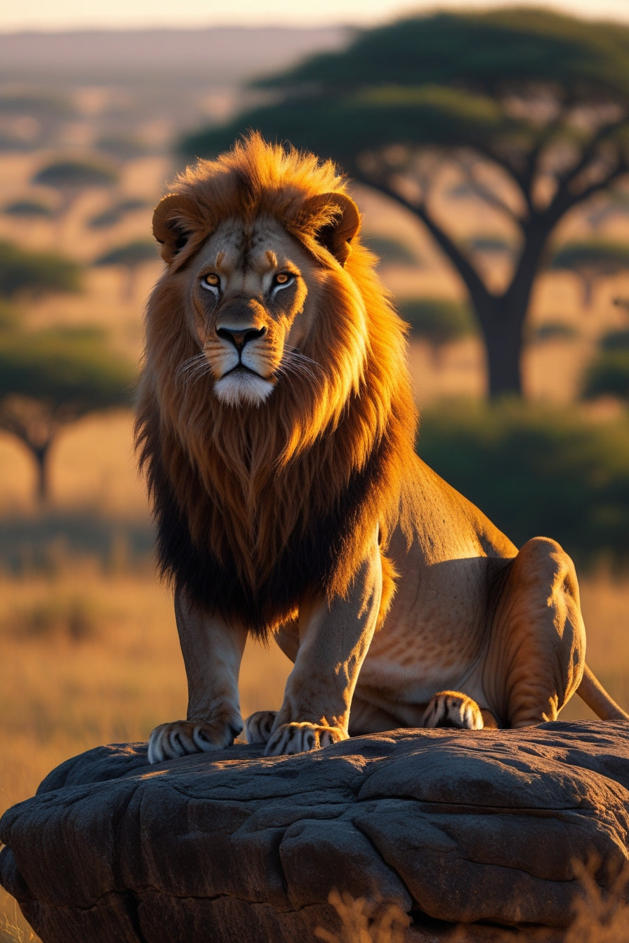 Kenya / Tanzania – African Lion on Savannah Rock