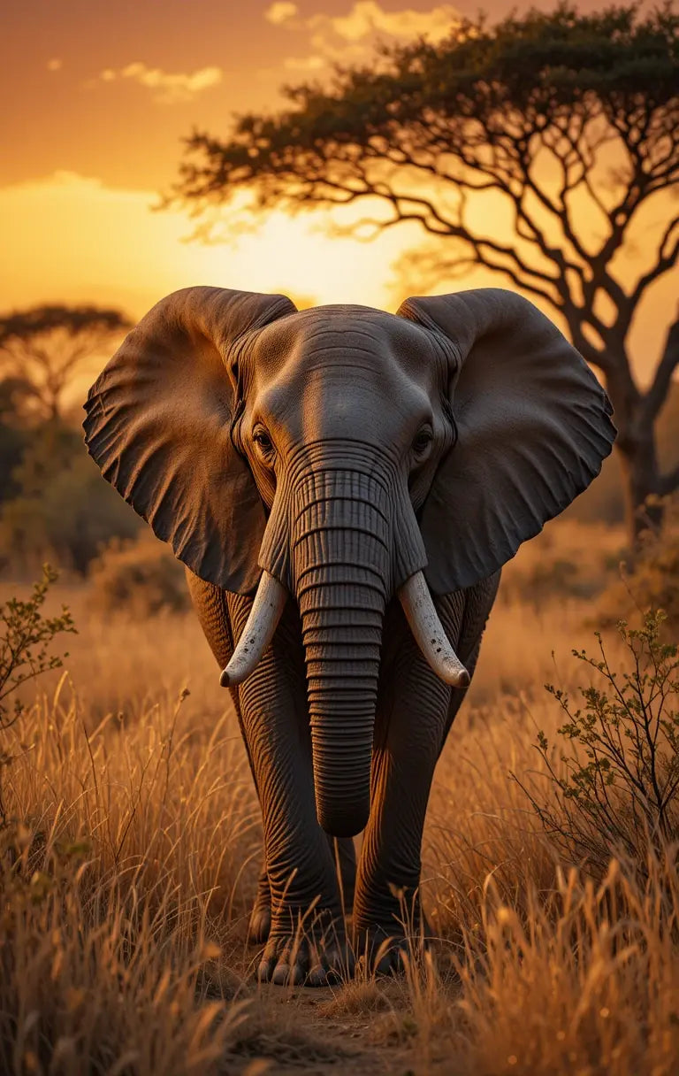 ELEPHANT HERD SUNSET WALL ART