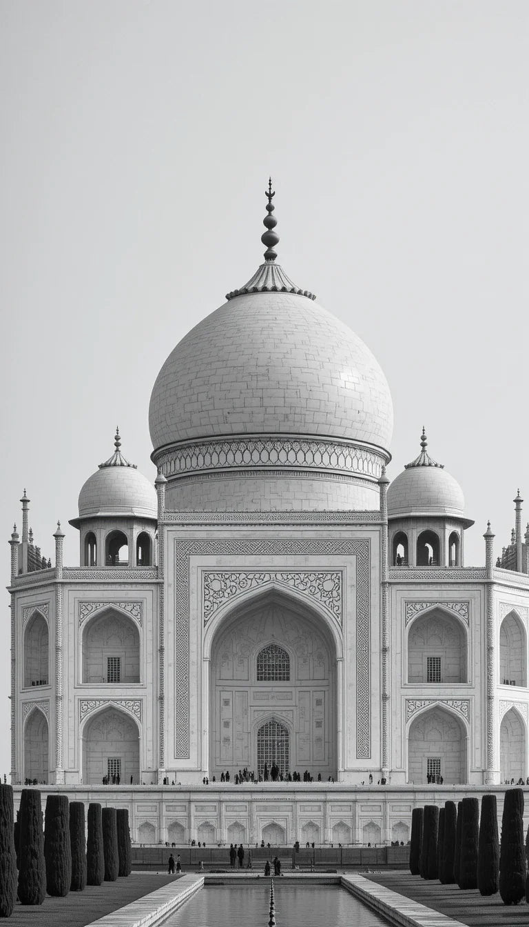 Taj Mahal Reflection in Black and White – Iconic Architectural Fine Art Print