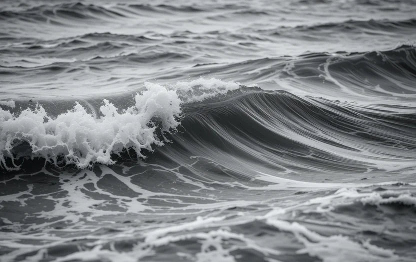 Black and White Lunar Night Sea Fine Art Print