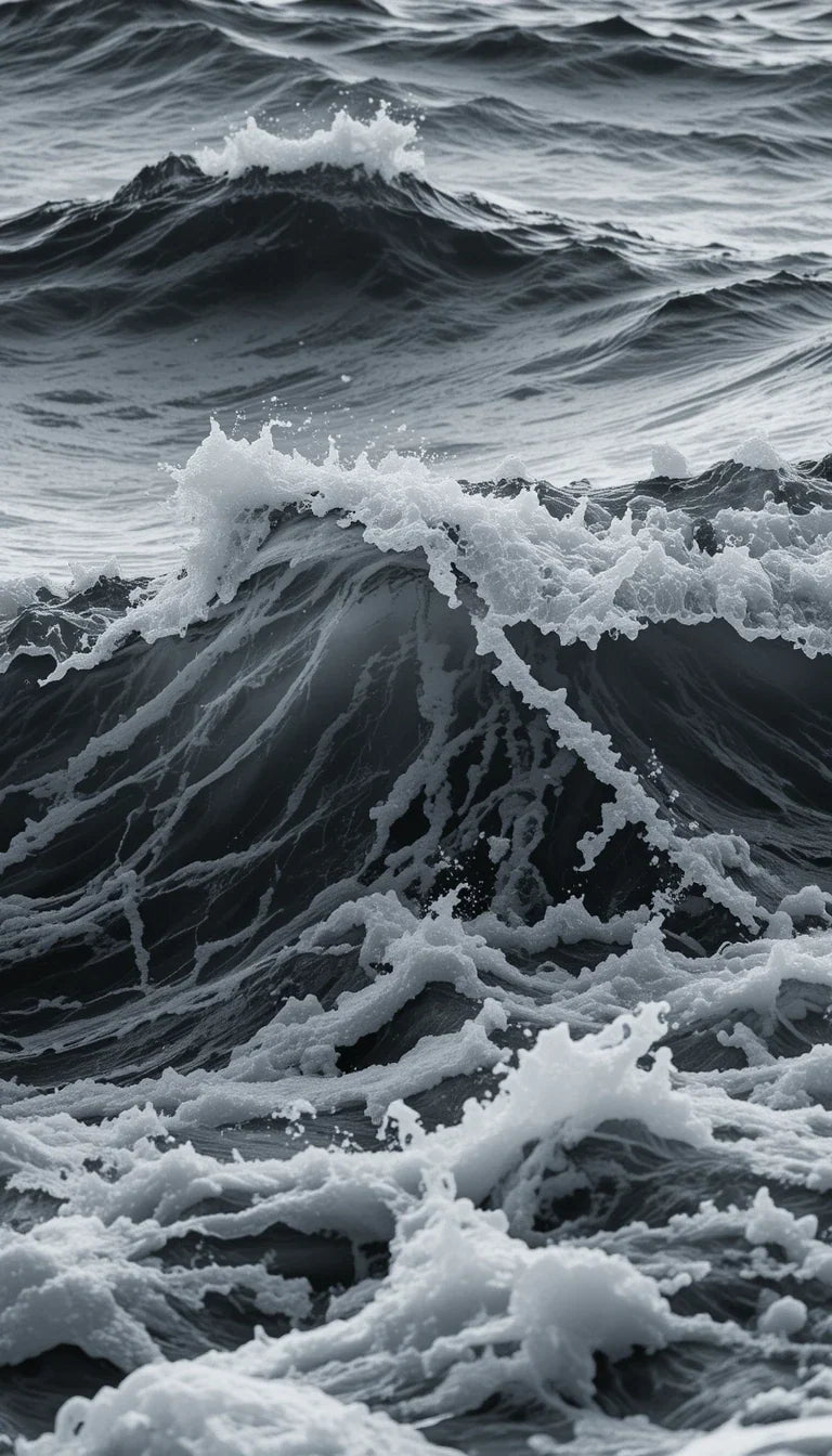 Black and White Lunar Night Sea Fine Art Print