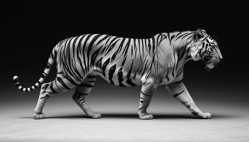 Intense White Tiger Portrait - Dramatic Black and White Animal Photography Canvas Print
