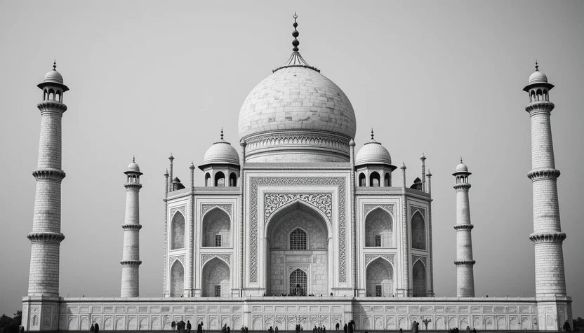 Taj Mahal Reflection in Black and White – Iconic Architectural Fine Art Print