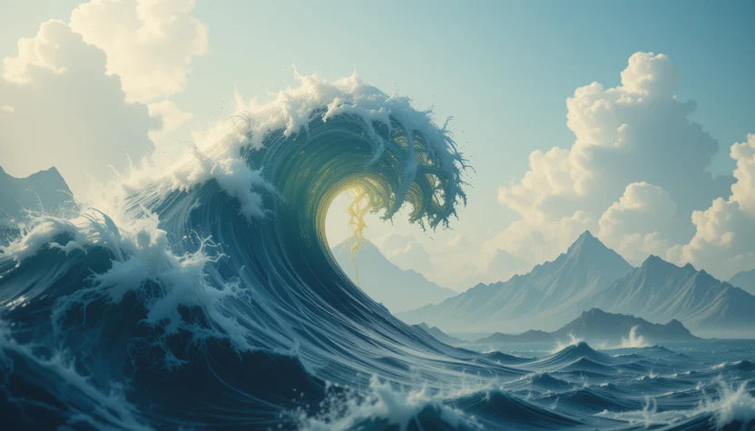 Lighthouse in stormy waves