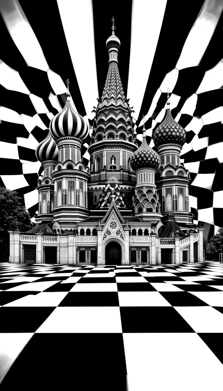 Saint Basil's Cathedral Moscow - Iconic Black and White Architectural Masterpiece Print