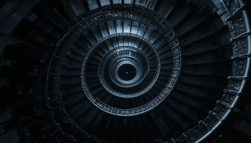 Hypnotic Spiral Staircase – Architectural Black and White Fine Art Print
