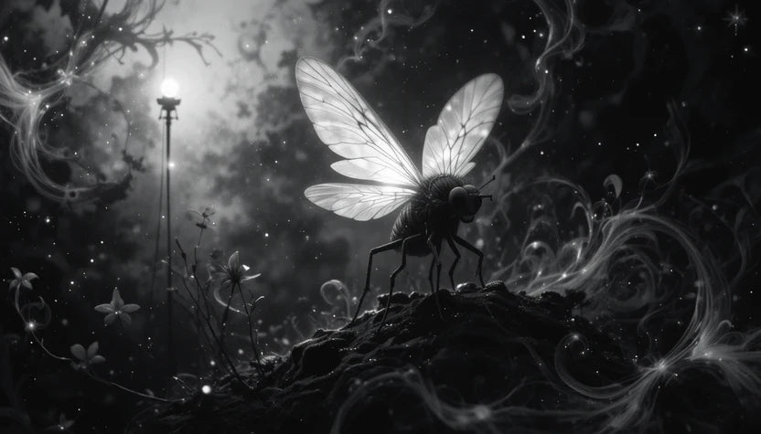 ntricate Fly Macro with Delicate Wings – Monochrome Insect Fine Art Photography