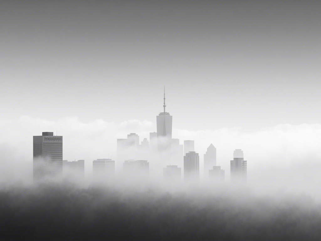 City Skyline Emerging from Morning Fog