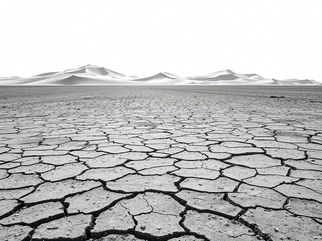 Cracked desert earth with dunes