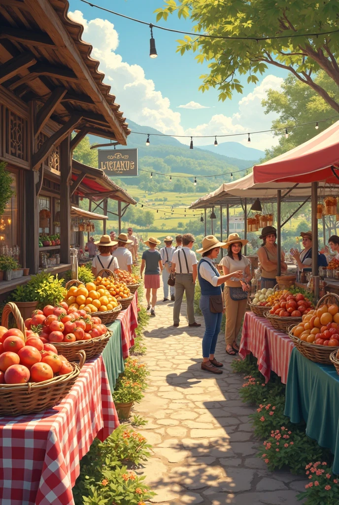 Bustling Outdoor Farmers Market with Fresh Produce My Store