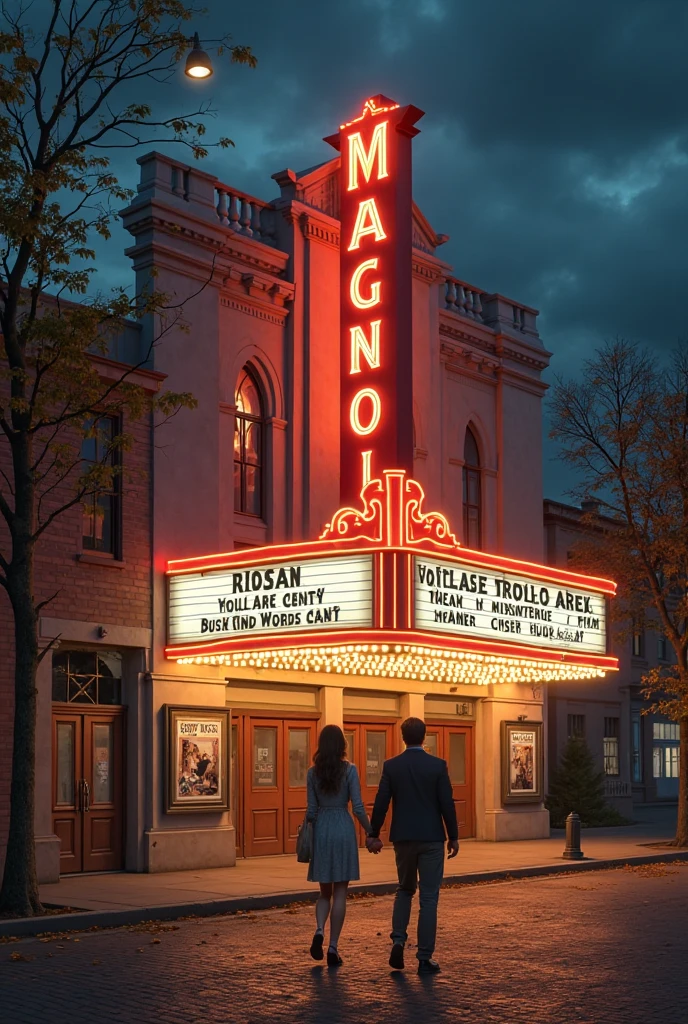 "Vintage Magnolia Theater Night View My Store