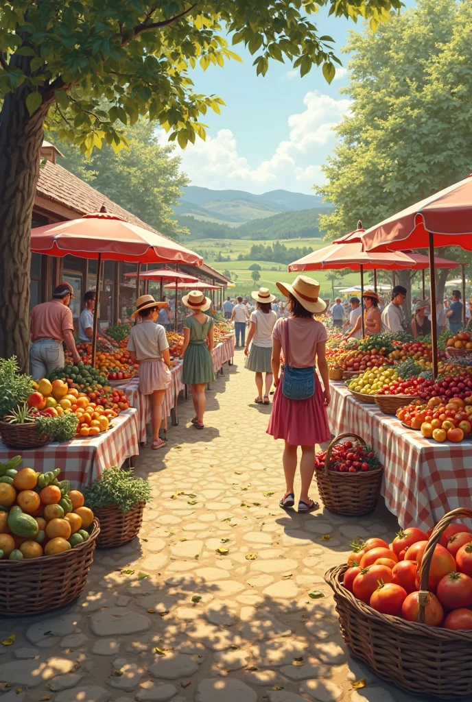 Bustling Outdoor Farmers Market with Fresh Produce My Store