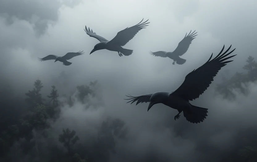 Birds flying in cloudy sky