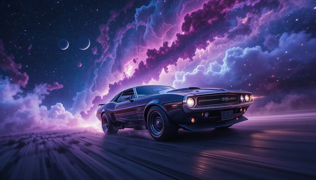 Cosmic Muscle Car Odyssey Wall Art Print My Store