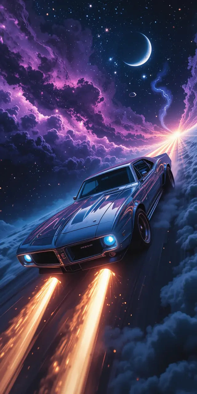 Cosmic Muscle Car Odyssey Wall Art Print My Store