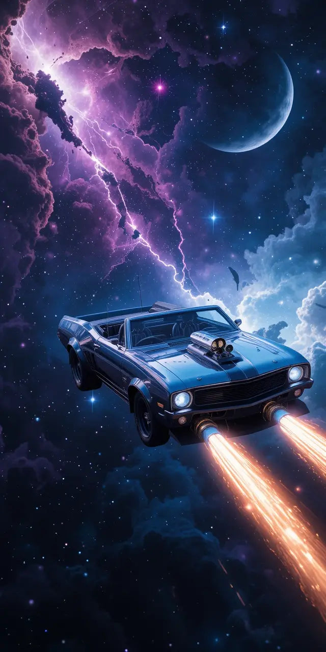 Cosmic Muscle Car Odyssey Wall Art Print My Store