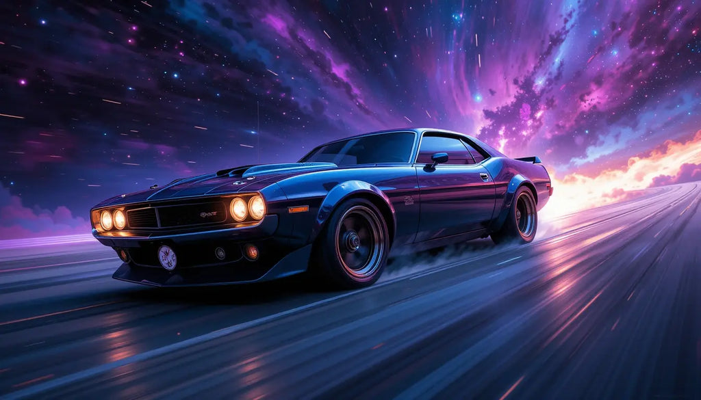 Cosmic Muscle Car Odyssey Wall Art Print My Store