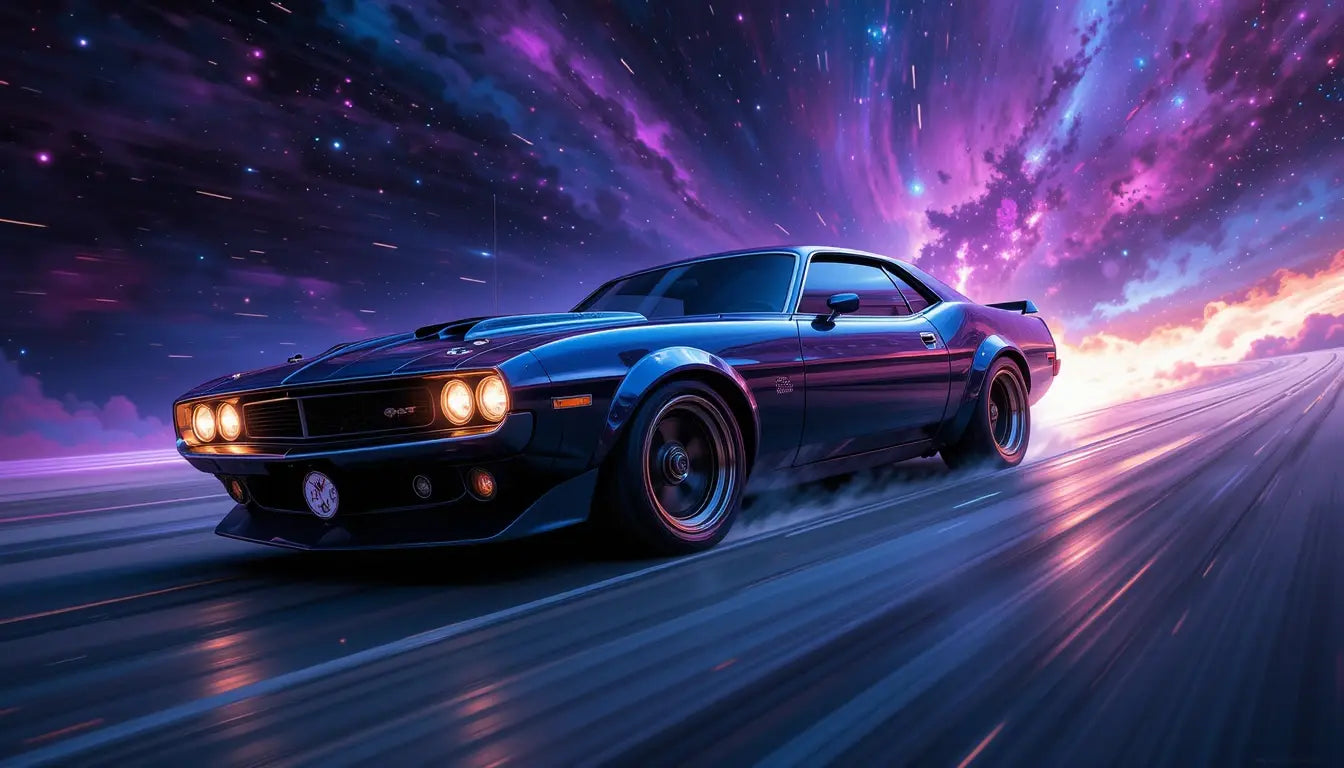 Cosmic Muscle Car Odyssey Wall Art Print My Store