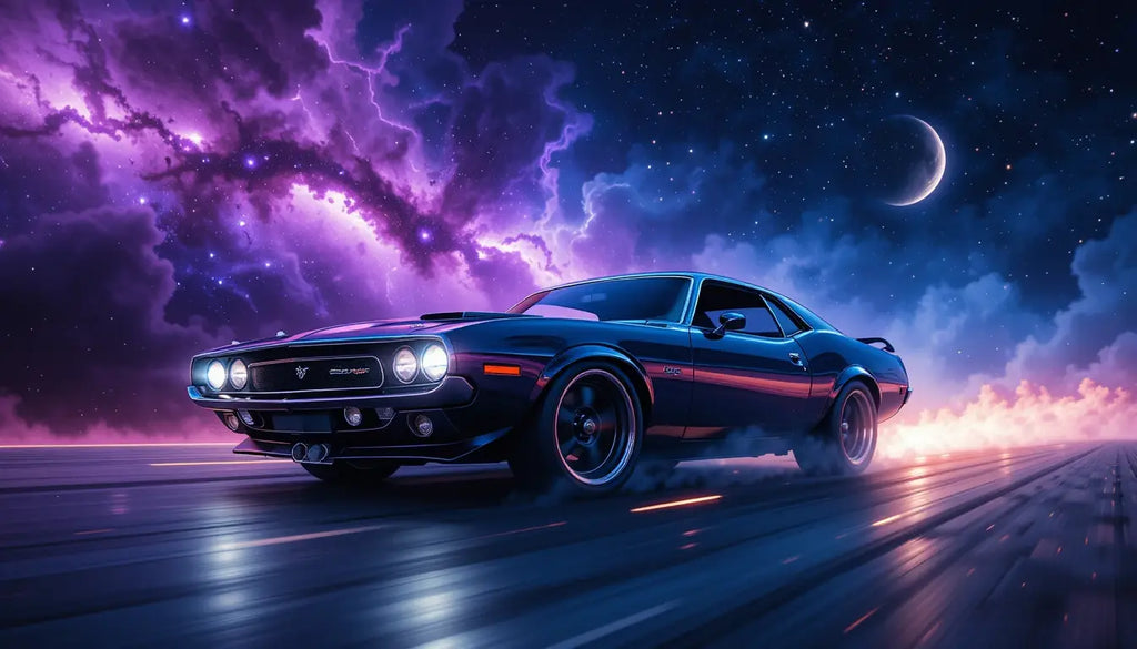 Cosmic Muscle Car Odyssey Wall Art Print My Store