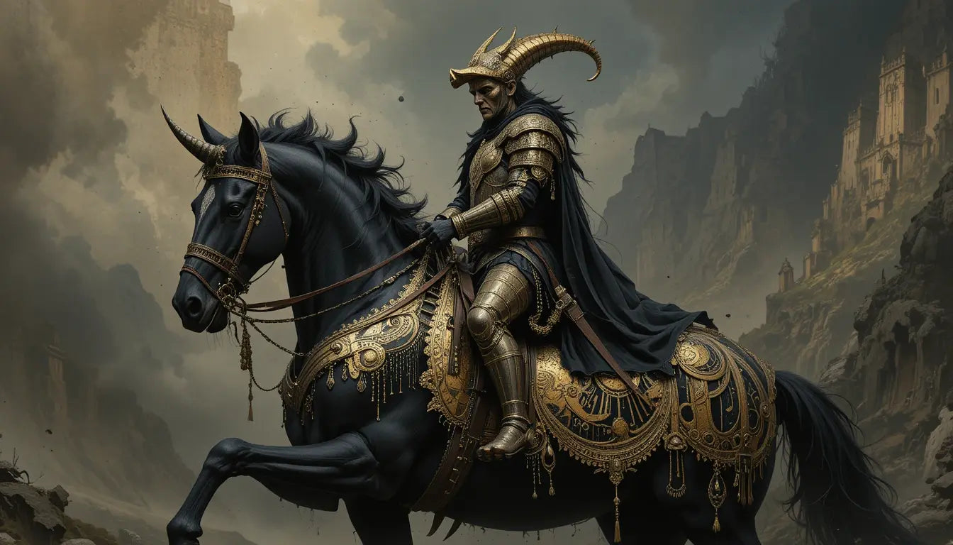 Majestic Black Knight on Armored Unicorn – Limited Edition Art Print My Store