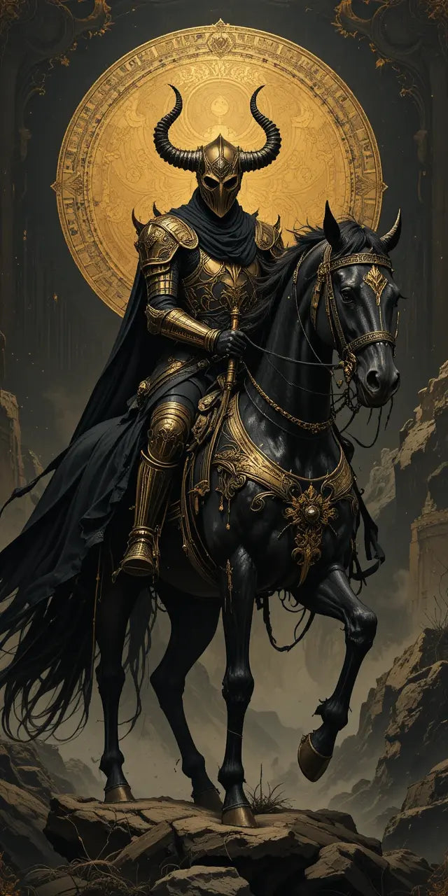 Majestic Black Knight on Armored Unicorn – Limited Edition Art Print My Store