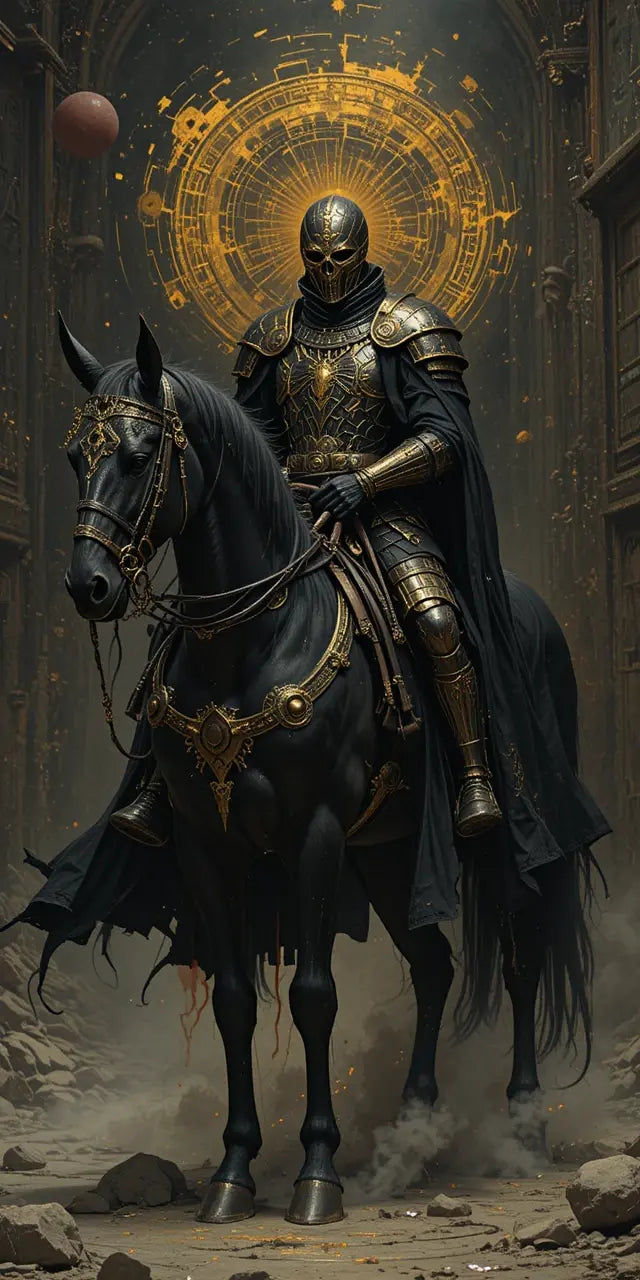 Majestic Black Knight on Armored Unicorn – Limited Edition Art Print My Store