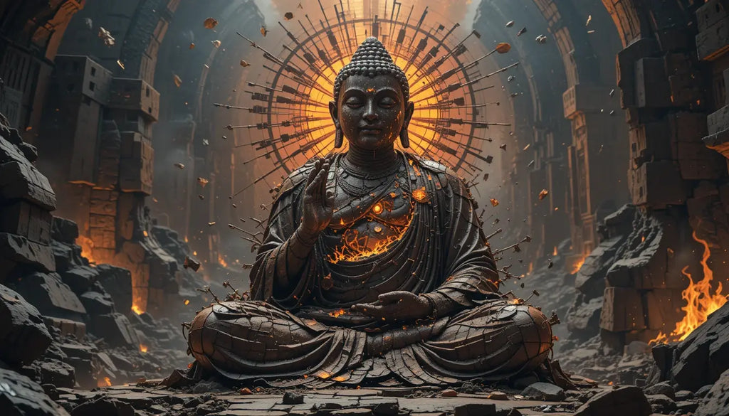 Enlightened Buddha in Flames Wall Art Print My Store