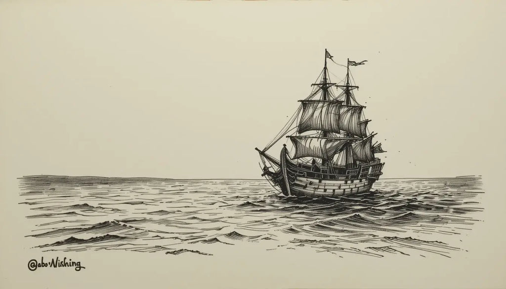 Vintage Sailing Ship Sketch Art My Store