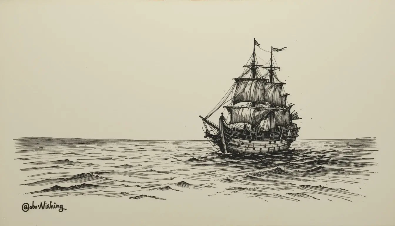 Vintage Sailing Ship Sketch Art My Store