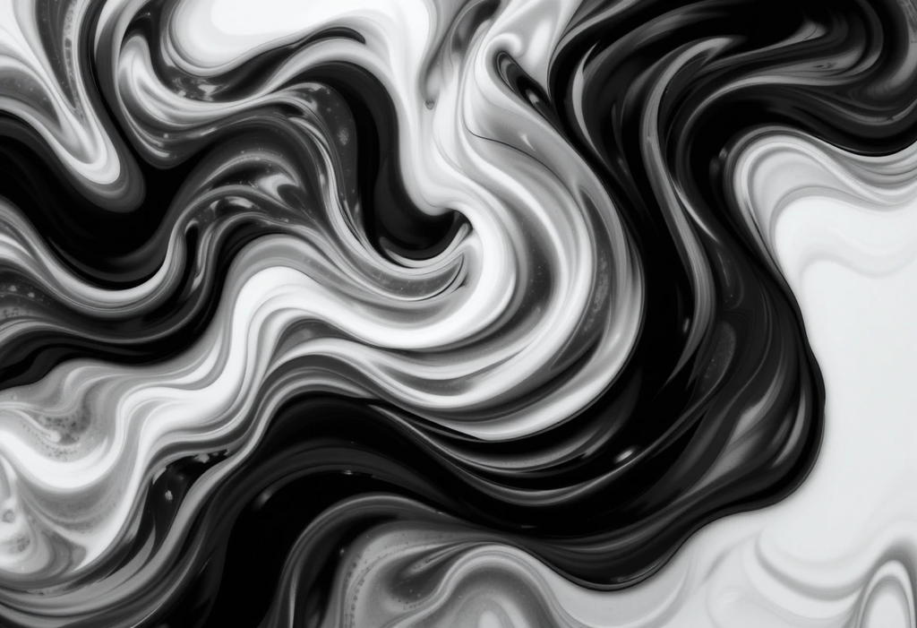 Abstract black and white liquid swirl