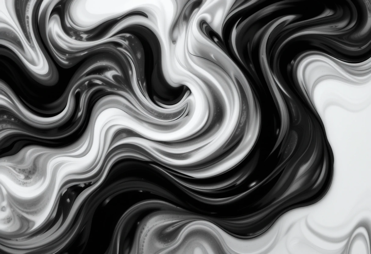 Abstract black and white liquid swirl