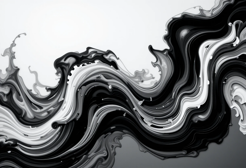 Abstract black and white liquid swirl
