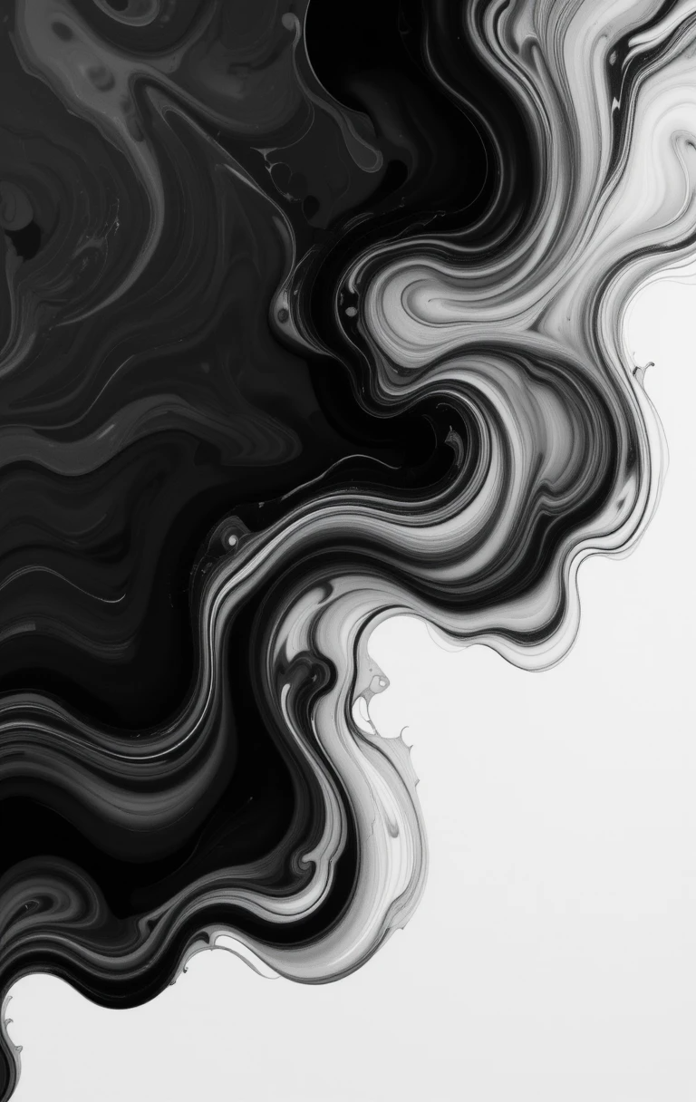 Abstract black and white liquid swirl