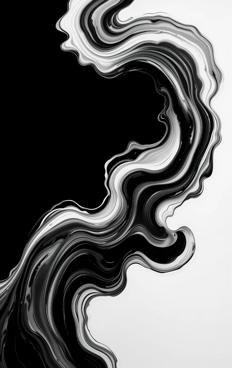 Abstract black and white liquid swirl