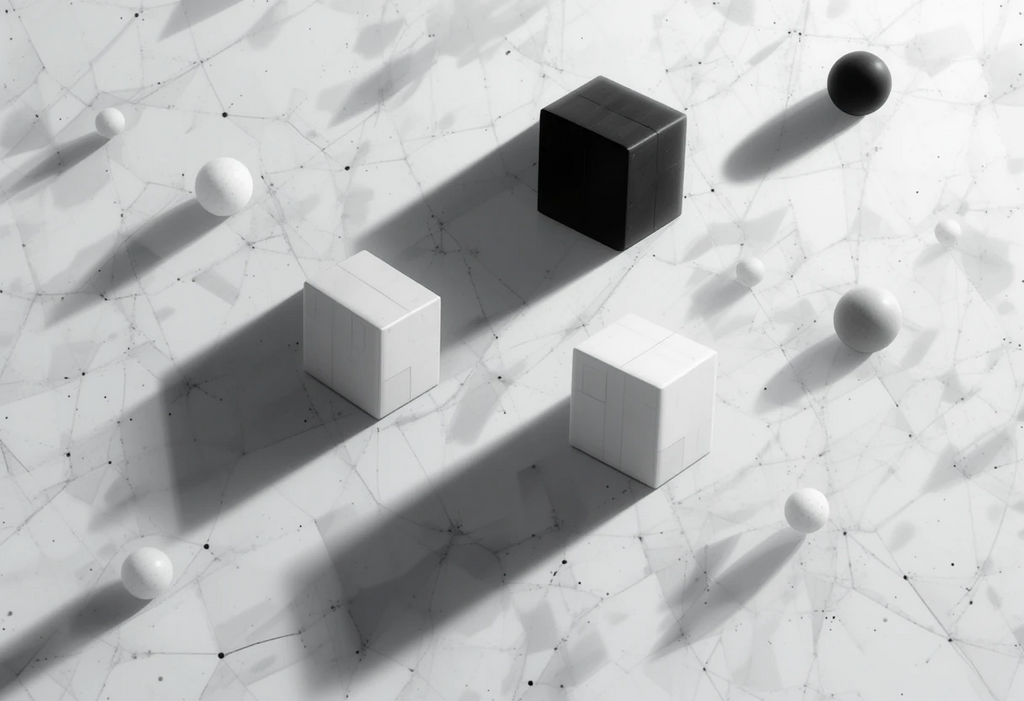 Minimalist marble shelves with a single white sphere