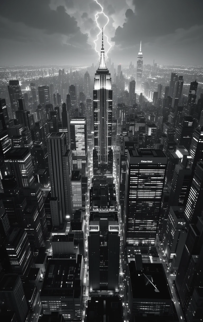 New York City skyline at night featuring the Empire State Building