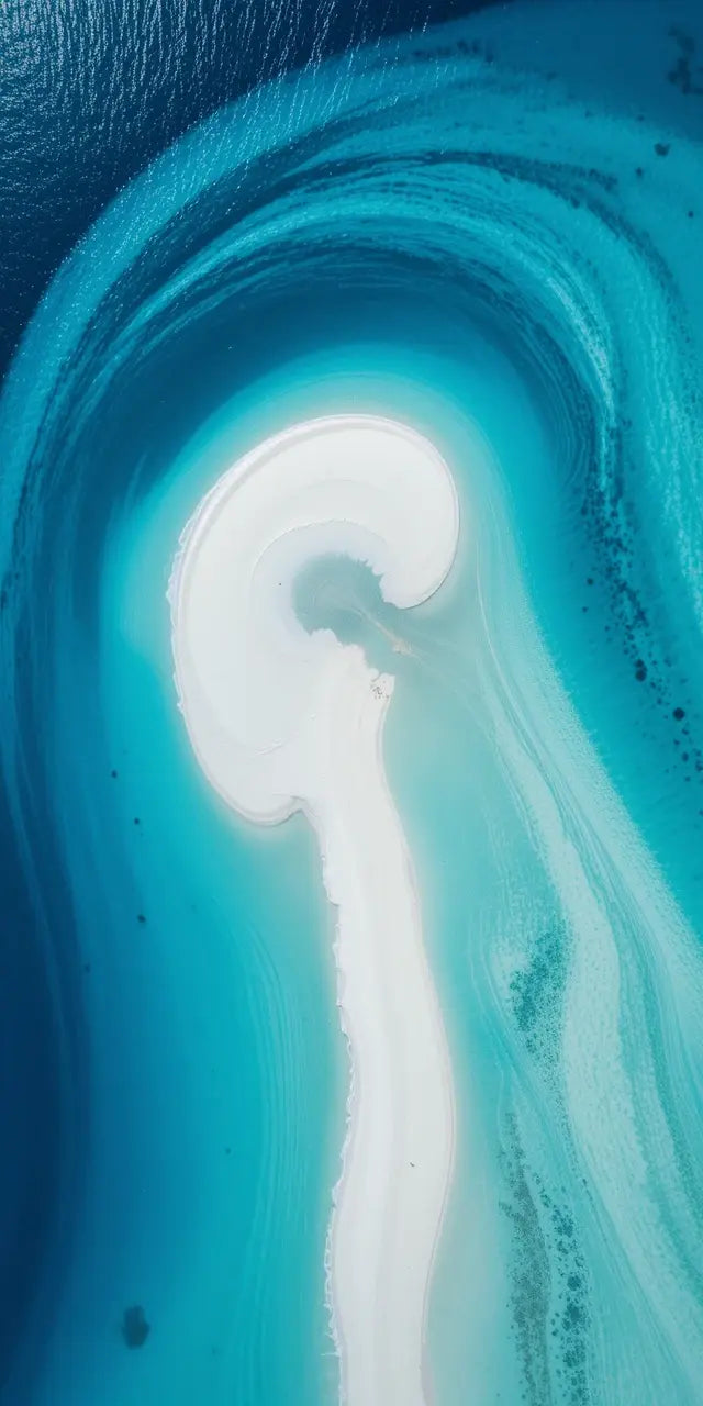 Aerial View of Swirling Ocean Waters and Island My Store