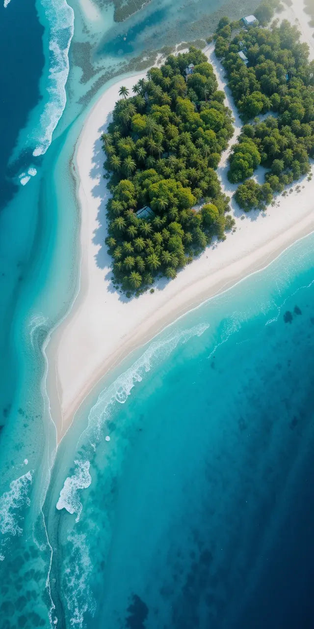Aerial View of Swirling Ocean Waters and Island My Store