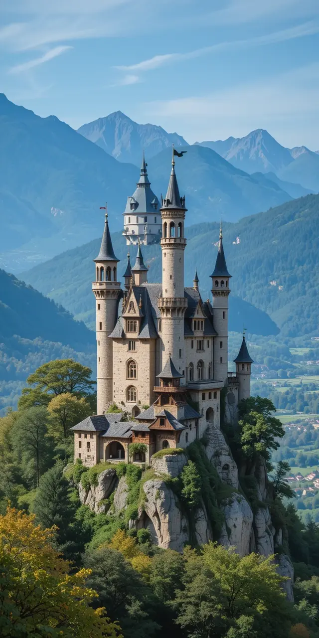 Majestic Castle Perched on a Cliff My Store