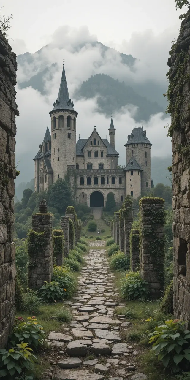 Majestic Castle Perched on a Cliff My Store