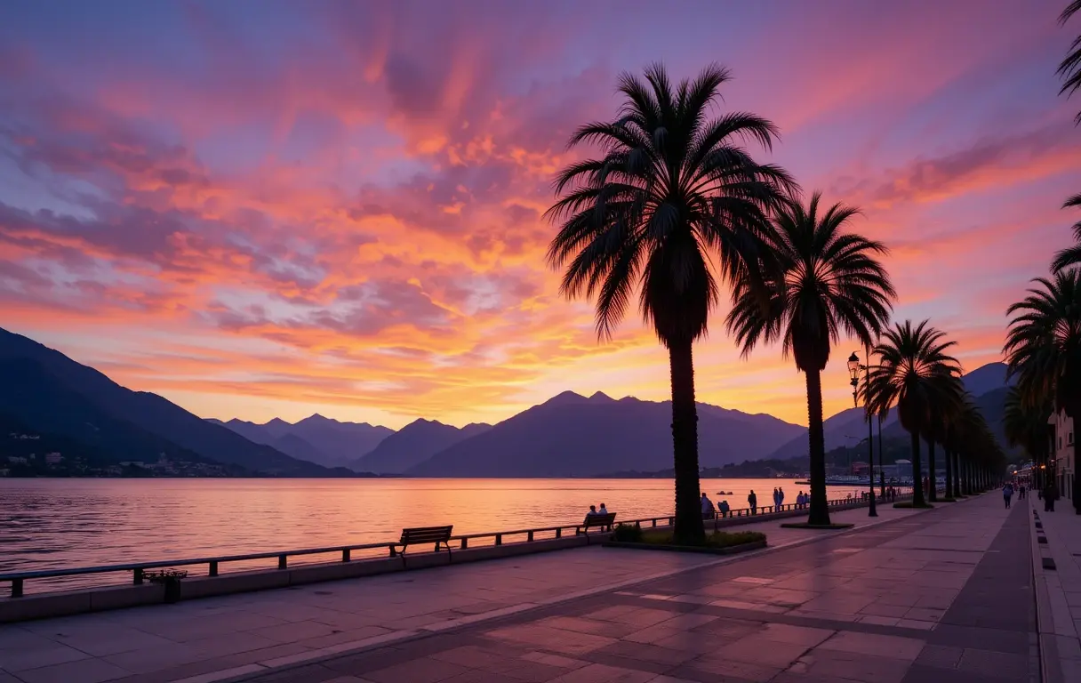 Sunset Over Coastal Palm-lined Bay My Store