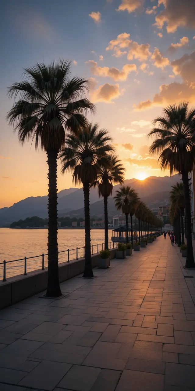 Sunset Over Coastal Palm-lined Bay My Store