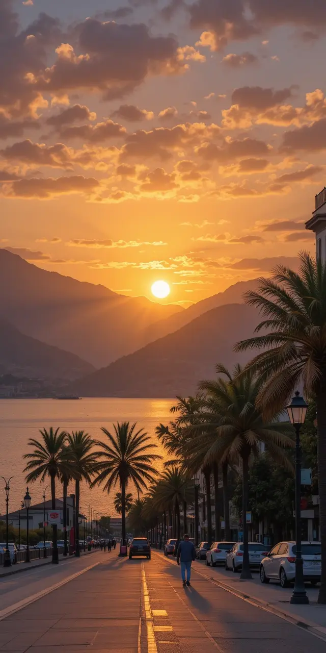 Sunset Over Coastal Palm-lined Bay My Store