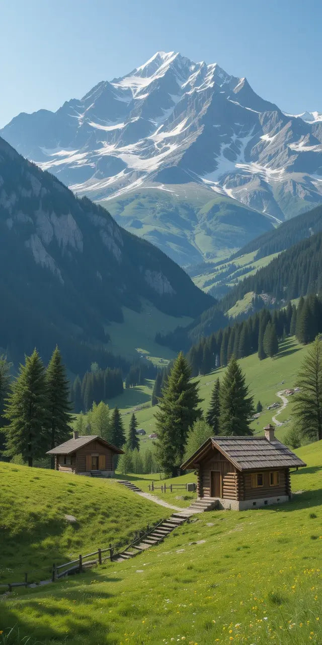 Snowy Mountain Range Under Clear Sky My Store