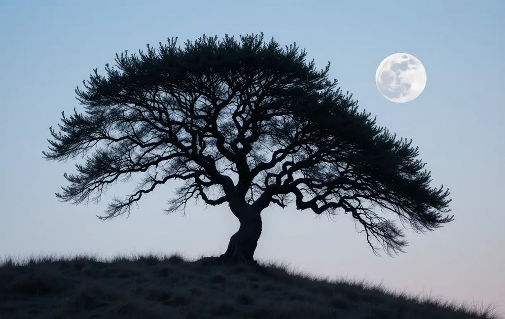 Silhouette of Tree with Full Moon My Store