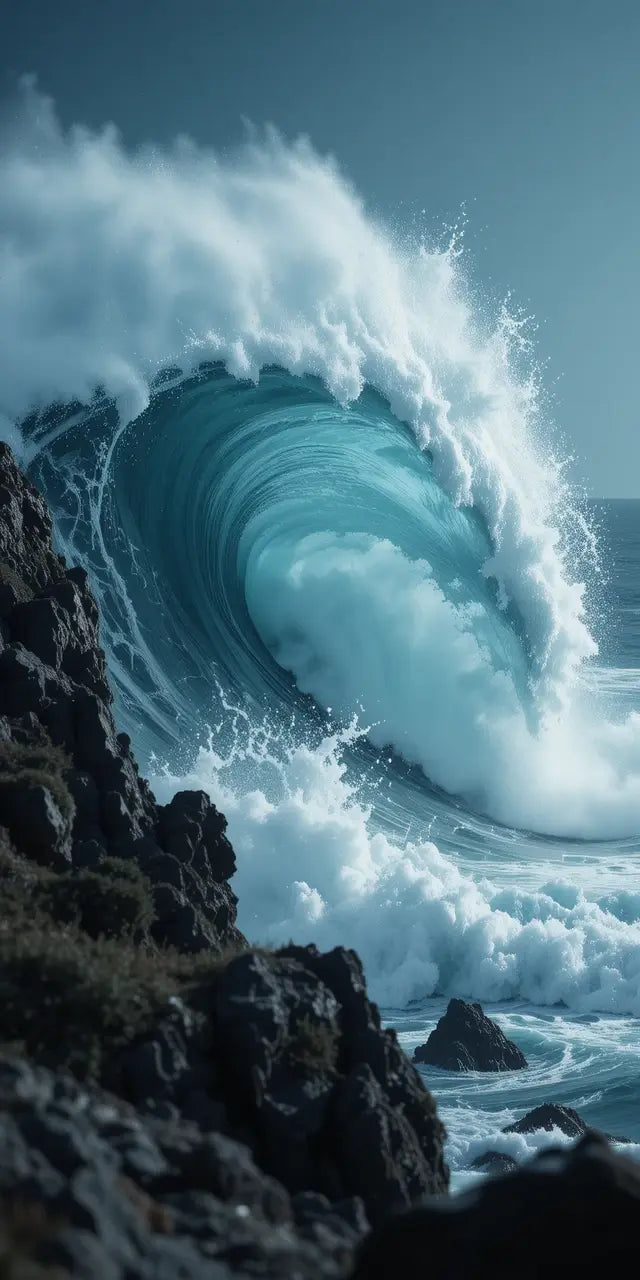 Dramatic Ocean Wave Against Rocky Cliff My Store