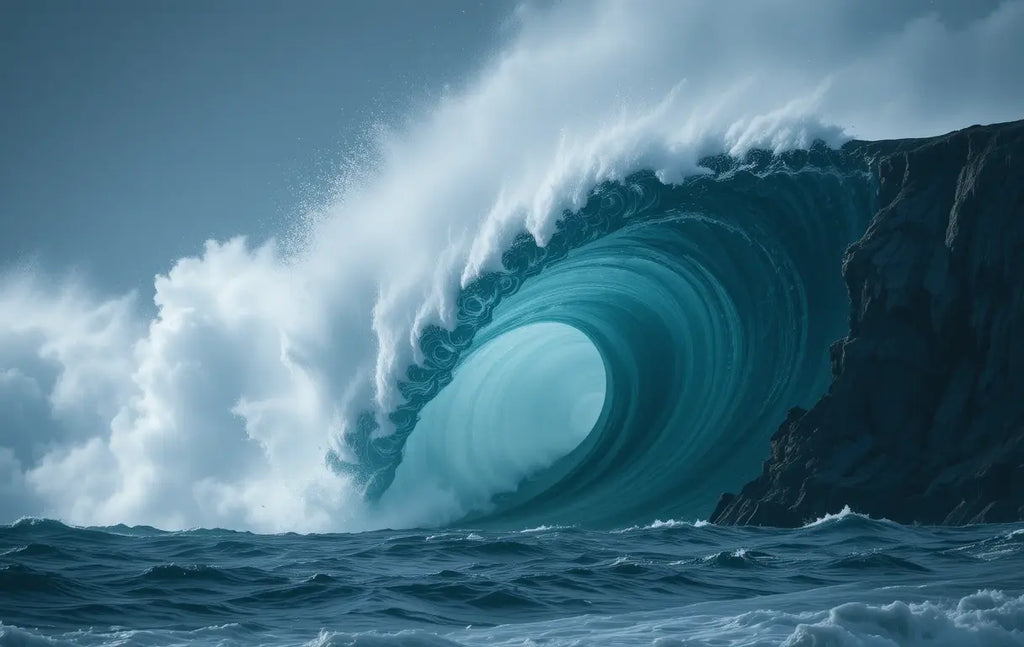 Dramatic Ocean Wave Against Rocky Cliff My Store