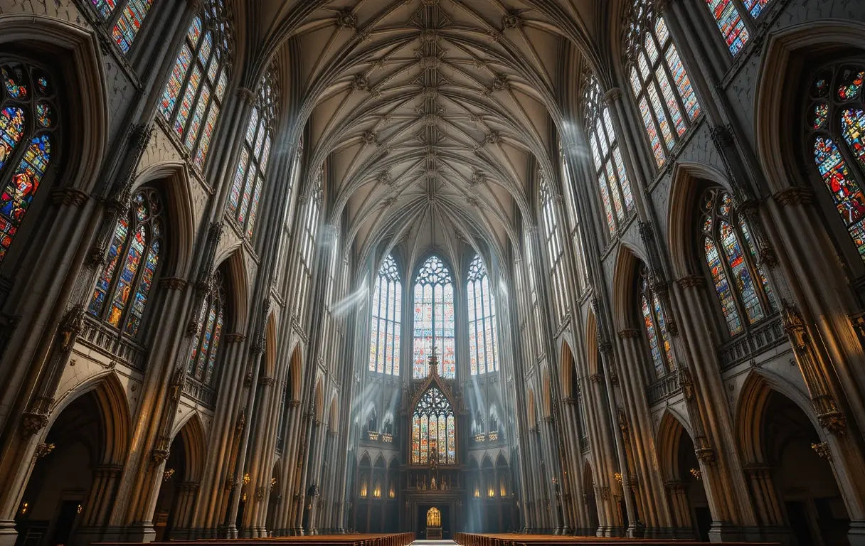 Gothic Cathedral Interior with Stained Glass My Store